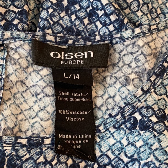 Olsen Europe Blue Print Blouse Size 14 - Picture 6 of 9